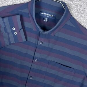 Mizzen Main Leeward Shirt Men Medium Classic No Tuck Performance Striped Stretch